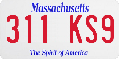 MA license plate 311KS9