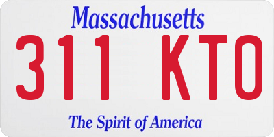 MA license plate 311KT0