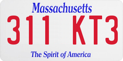 MA license plate 311KT3