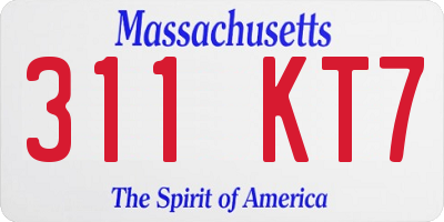 MA license plate 311KT7