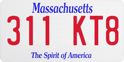 MA license plate 311KT8