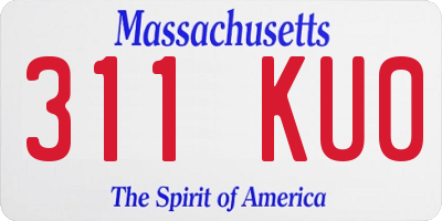 MA license plate 311KU0