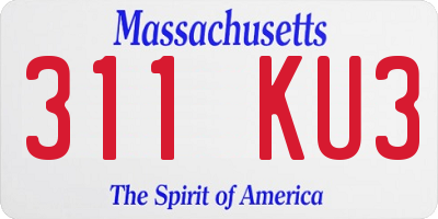 MA license plate 311KU3