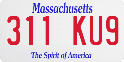 MA license plate 311KU9