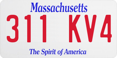 MA license plate 311KV4