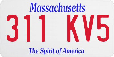 MA license plate 311KV5