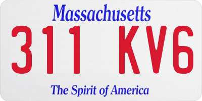 MA license plate 311KV6