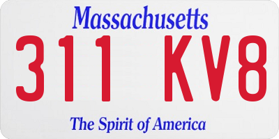 MA license plate 311KV8
