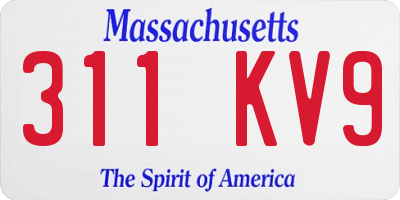 MA license plate 311KV9