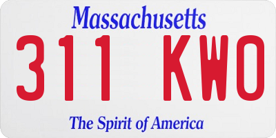 MA license plate 311KW0