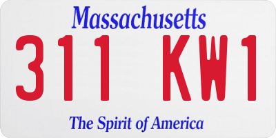 MA license plate 311KW1