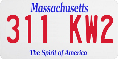 MA license plate 311KW2