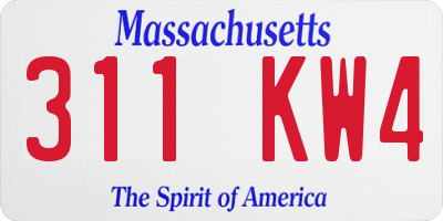 MA license plate 311KW4