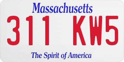 MA license plate 311KW5