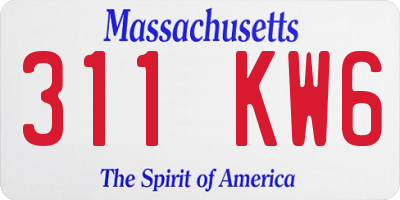 MA license plate 311KW6