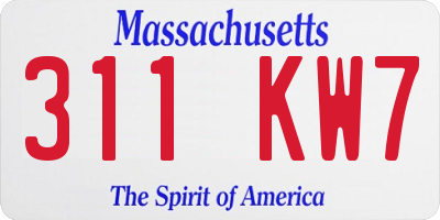 MA license plate 311KW7