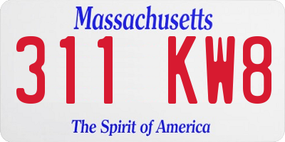 MA license plate 311KW8