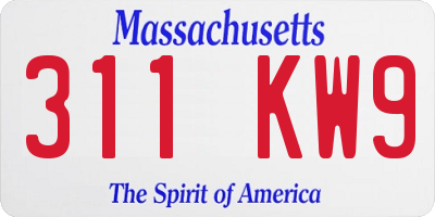 MA license plate 311KW9