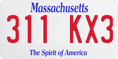MA license plate 311KX3