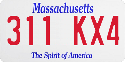 MA license plate 311KX4