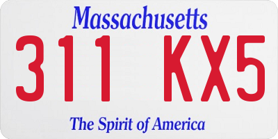 MA license plate 311KX5