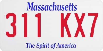 MA license plate 311KX7