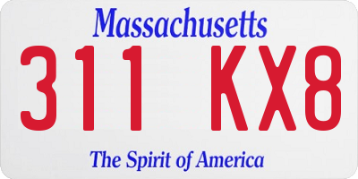 MA license plate 311KX8