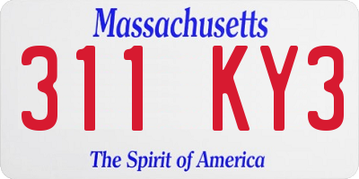 MA license plate 311KY3