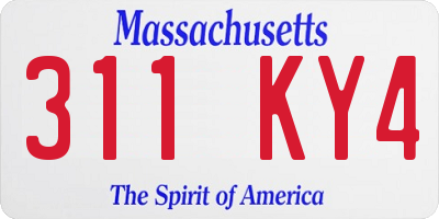 MA license plate 311KY4