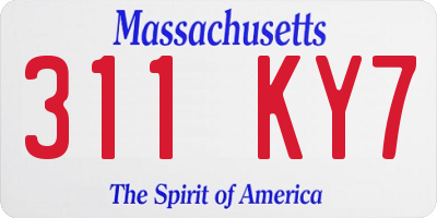 MA license plate 311KY7