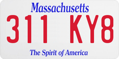 MA license plate 311KY8