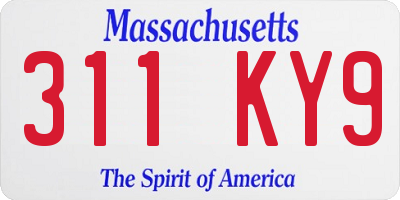 MA license plate 311KY9