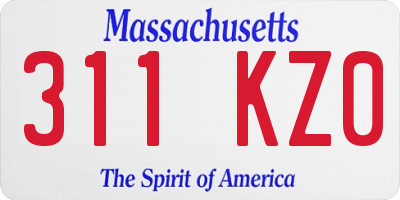 MA license plate 311KZ0