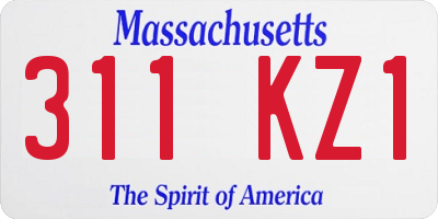 MA license plate 311KZ1