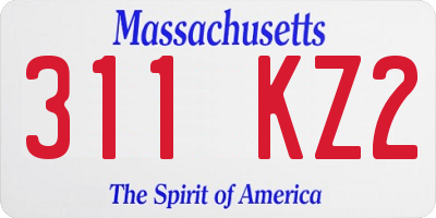 MA license plate 311KZ2