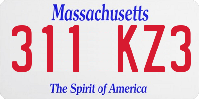 MA license plate 311KZ3