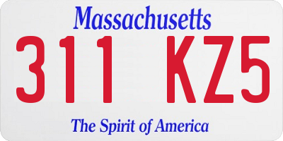 MA license plate 311KZ5