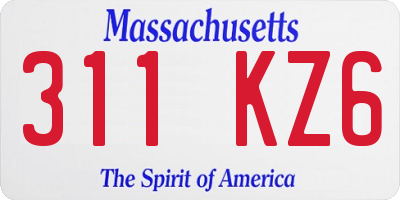 MA license plate 311KZ6