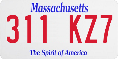 MA license plate 311KZ7