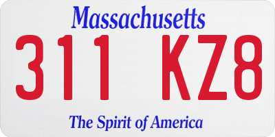 MA license plate 311KZ8