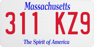 MA license plate 311KZ9