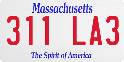 MA license plate 311LA3