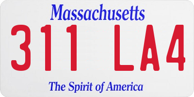 MA license plate 311LA4