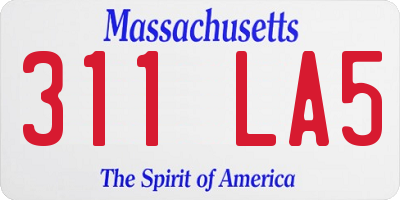 MA license plate 311LA5