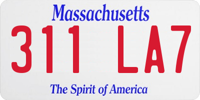 MA license plate 311LA7