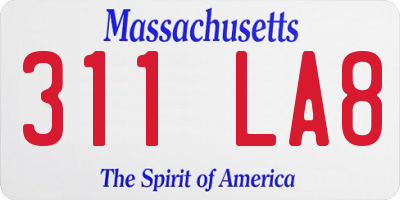 MA license plate 311LA8
