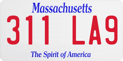 MA license plate 311LA9