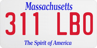 MA license plate 311LB0