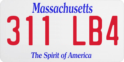 MA license plate 311LB4