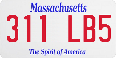 MA license plate 311LB5